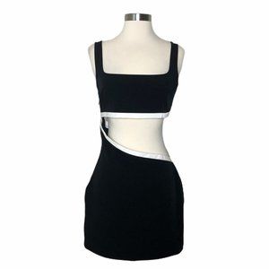 NWOT h:ours Cutout Mini Dress Black w/ White Trim